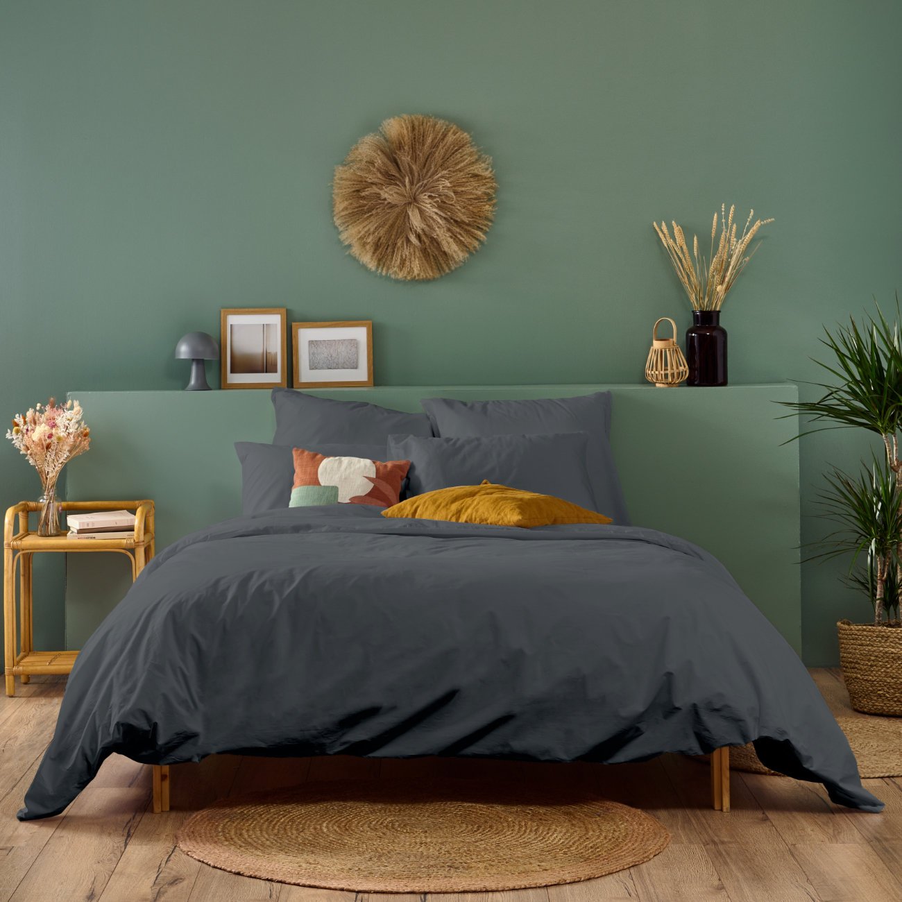housse de couette percale anthracite